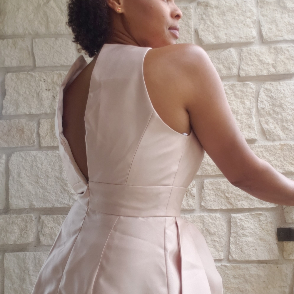 ALFRED SUNG  Jewel Neck Satin Cocktail Dress - Picture 5 of 10
